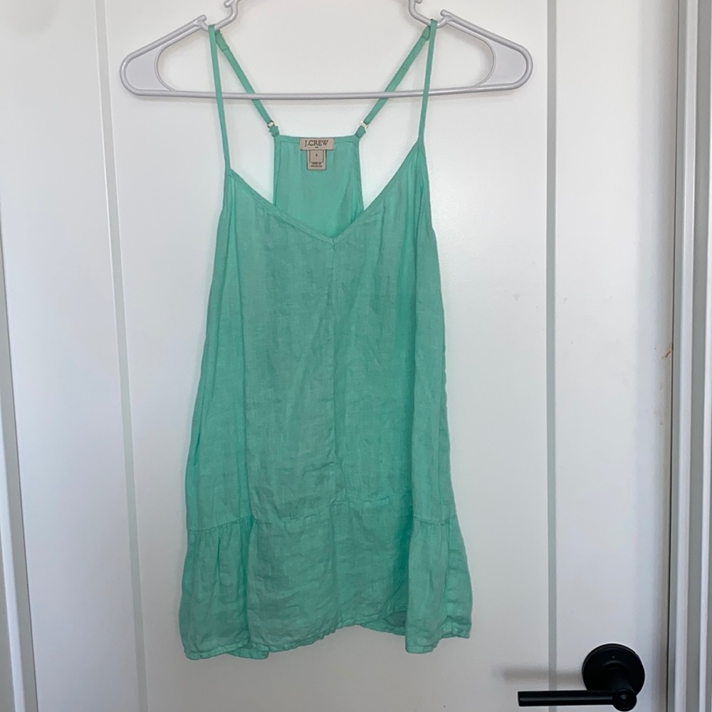 J.Crew linen mint colored tank top